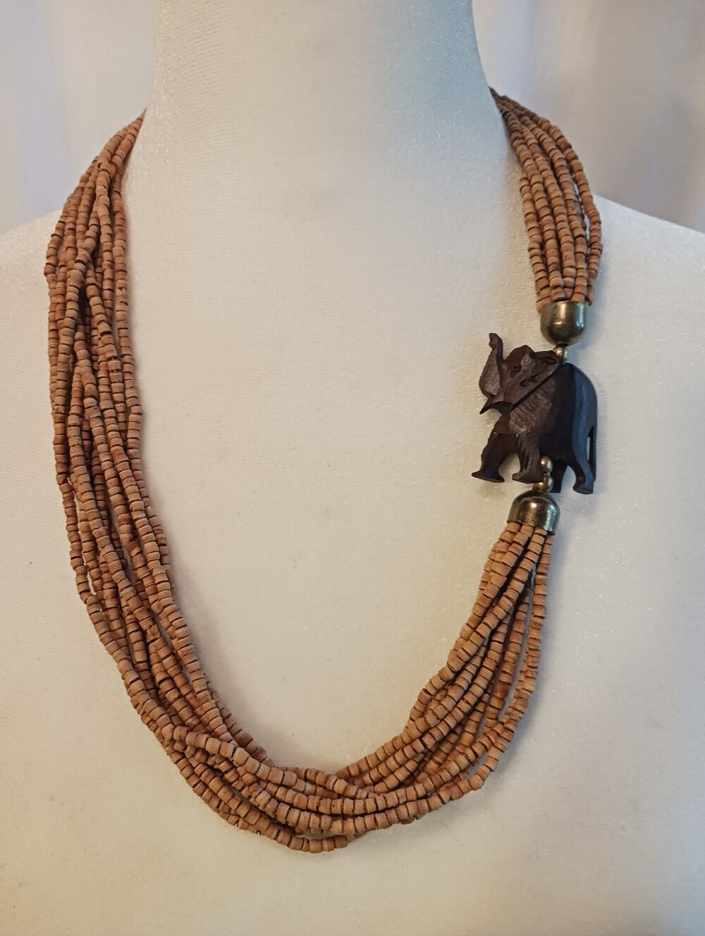 Vintage Ethnic Necklace Wood Lightweight Boho Indie Tribal Festival Neutral